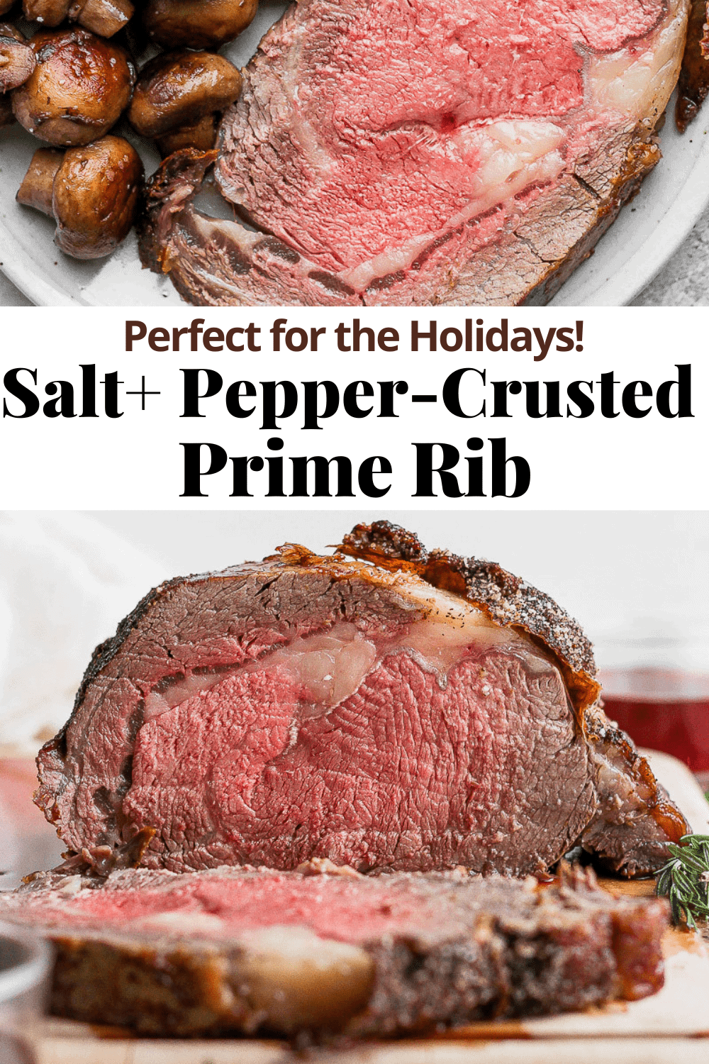 Pinterest pin for prime rib recipe.