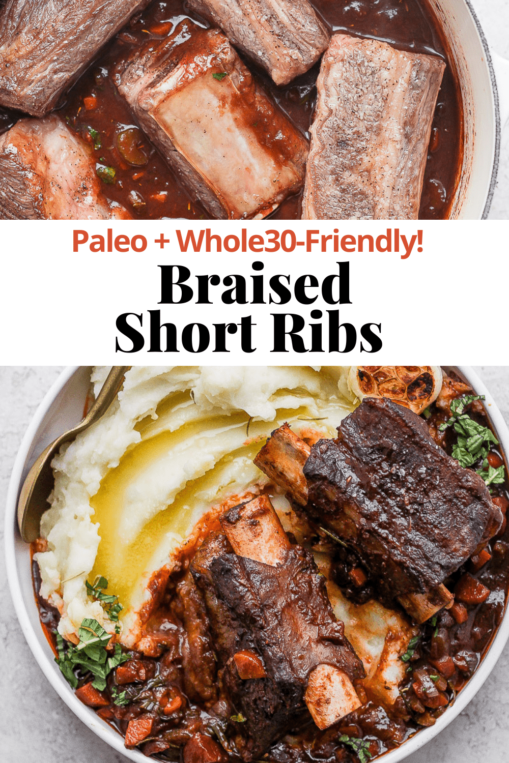 Pinterest image for braised beef short ribs.