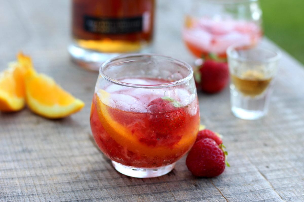 Strawberry Old-Fashioned - thewoodenskillet.com #cocktail #whiskey