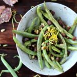 Quick and Easy Blackened Green Beans with Spanish Chorizo, Pine Nuts and Fresh Lemon Zest - thewoodenskillet.com - #sidedish #whattomakewithgreenbeans #healthy #gardenfresh