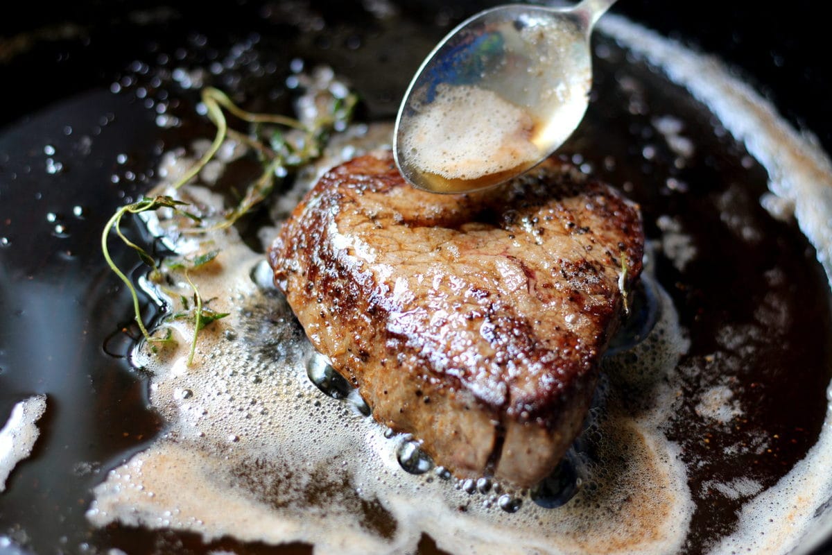 Pan-Fried Filet Mignon In Pan