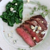 Pan-Fried Filet Mignon with Butter, Thyme and Blue Cheese