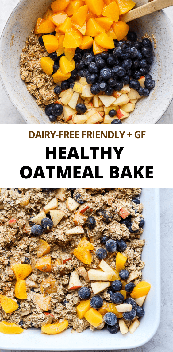 Pinterest image for healthy baked oatmeal.