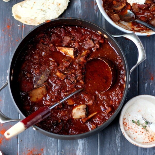 Braised Beef Short Rib Chili + Horseradish Sour Cream - The Wooden Skillet