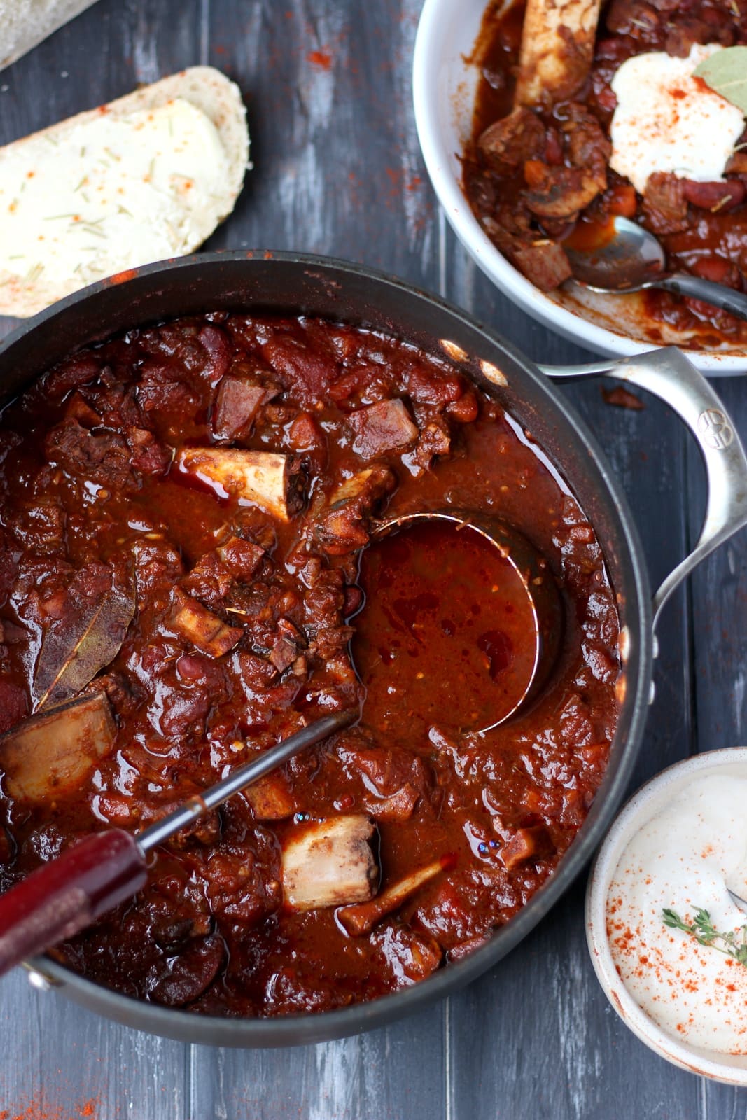 Braised Beef Shortrib Chili + Horseradish Sour Cream