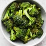 Bowl of smoked broccoli.