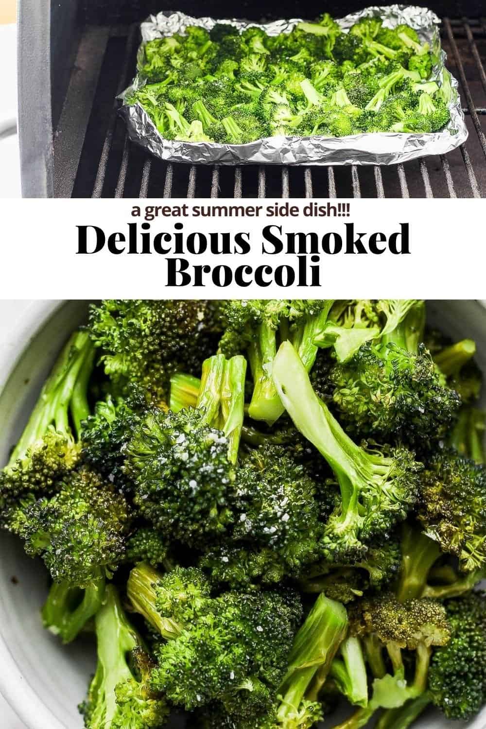 Pinterest image for smoked broccoli.