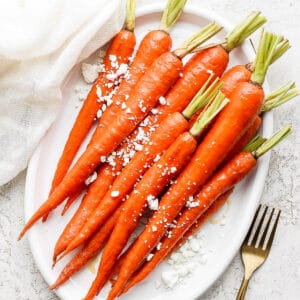 Plate of roasted carrots.