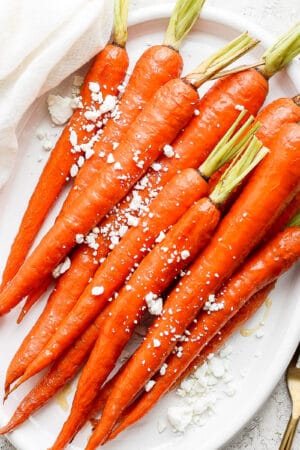 Plate of roasted carrots.