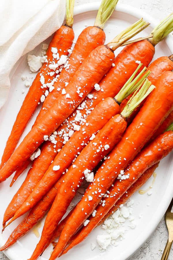 Plate of roasted carrots.