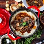 Braised Lamb Shoulder + Mint Gremolata and Roasted Garlic Mashed Potatotes - the perfect holiday meal! thewodenskillet.com