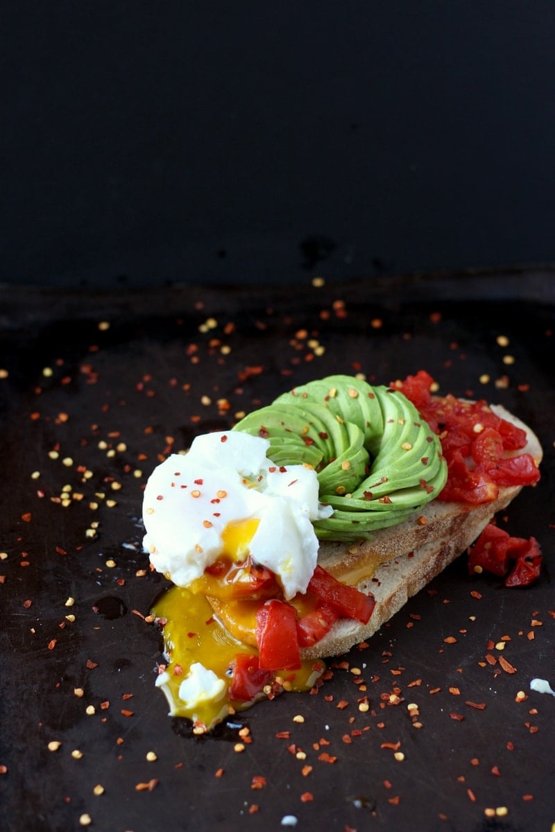 An easy recipe for avocado toast with an egg on top.