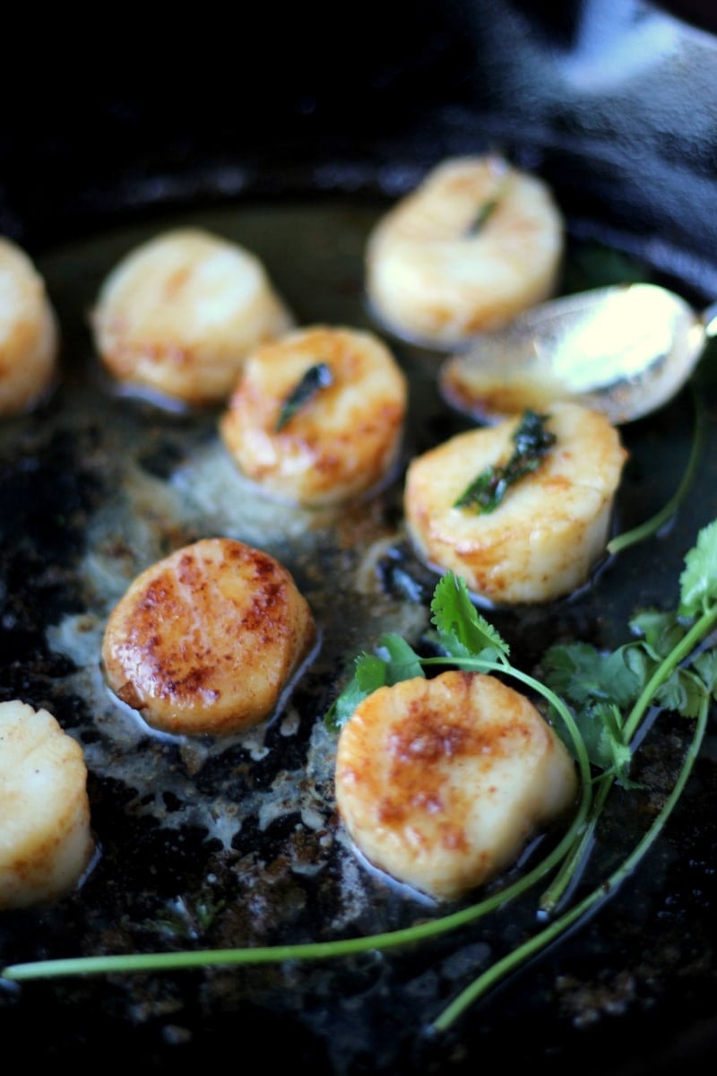 Brown-Buttered Scallops - the perfect meal for Valentine's Day or any special occasion! thewoodenskillet.com