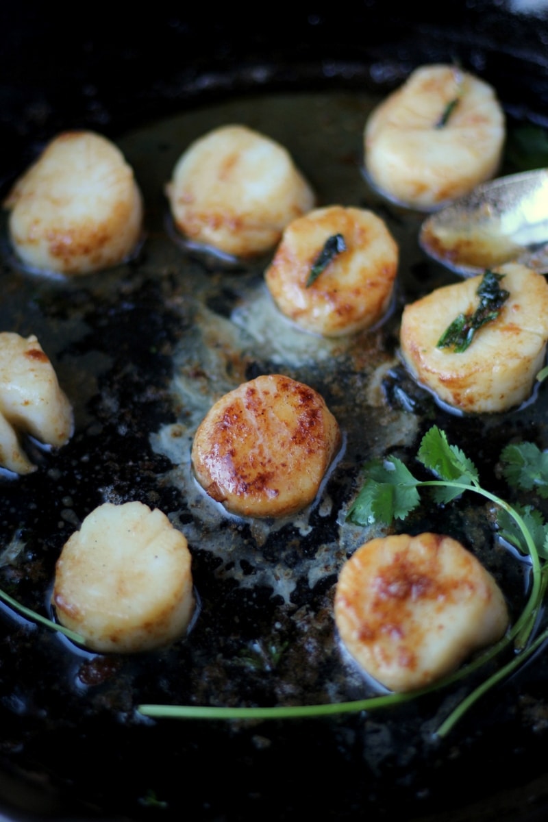 Brown-Buttered Scallops - the perfect meal for Valentine's Day or any special occasion! thewoodenskillet.com