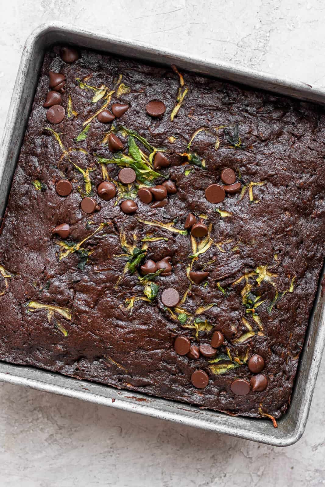 Zucchini brownies just out of the oven.