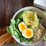 Healthy Avocado and Egg Lunch Bowl. A quick, easy and healthy lunch recipe that will keep you full all afternoon! thewoodenskillet.com