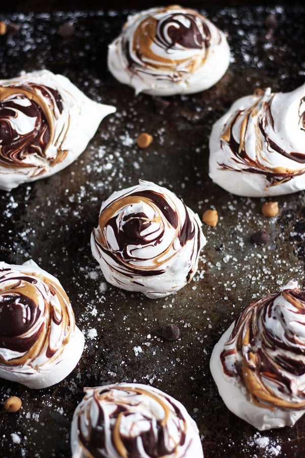 Peanut Butter and Chocolate Meringues + Sea Salt