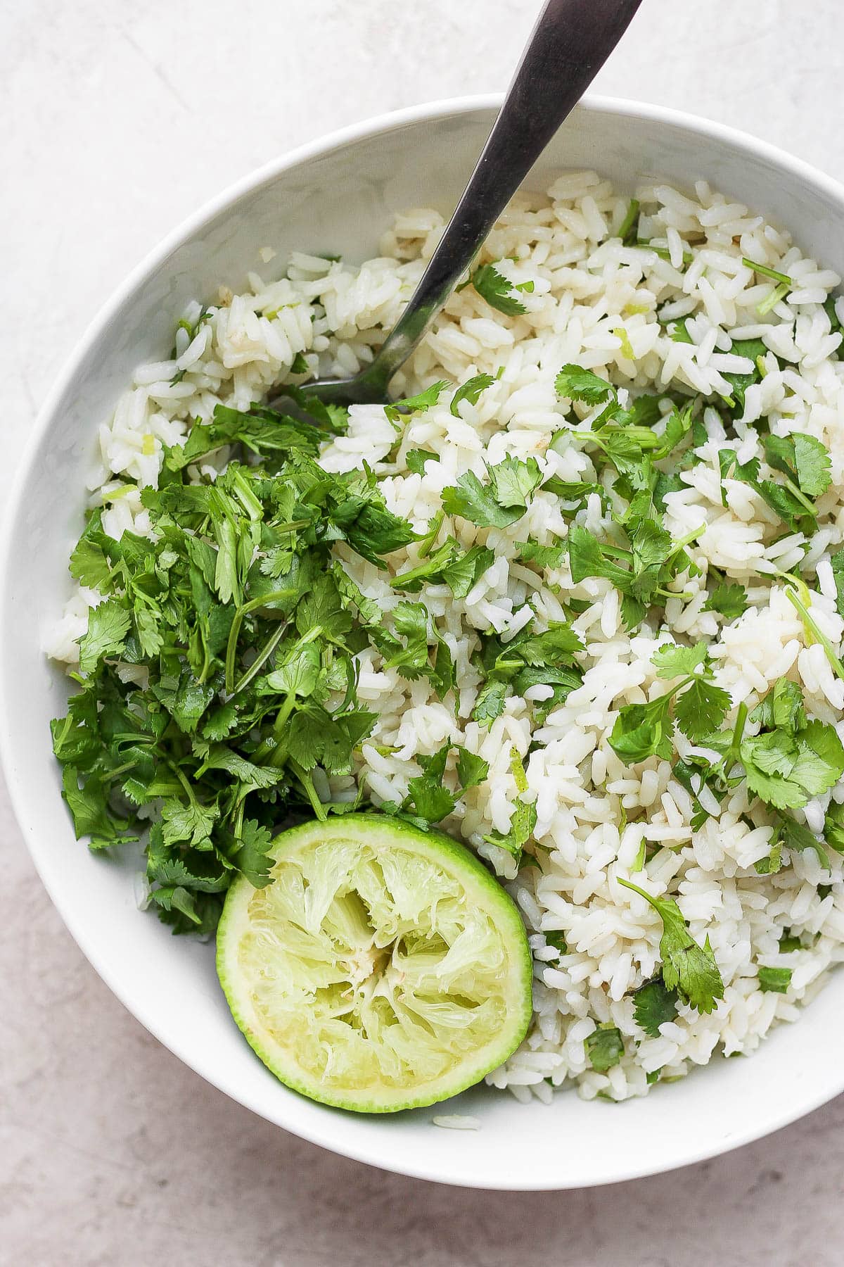 Bowl of cilantro lime rice.