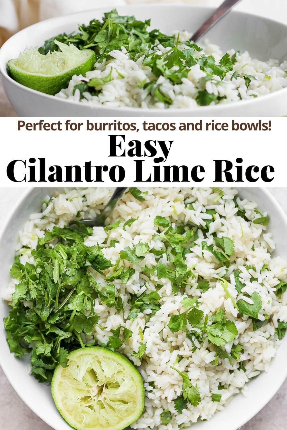 Pinterest image for cilantro lime rice.