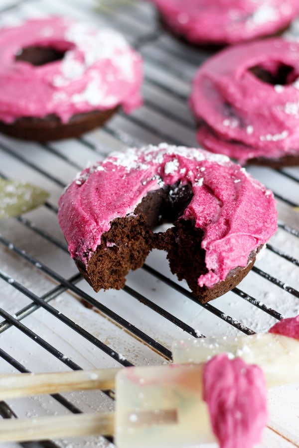 Vegan Chocolate Donut + Pink Beet Coconut Butter Cream Frosting