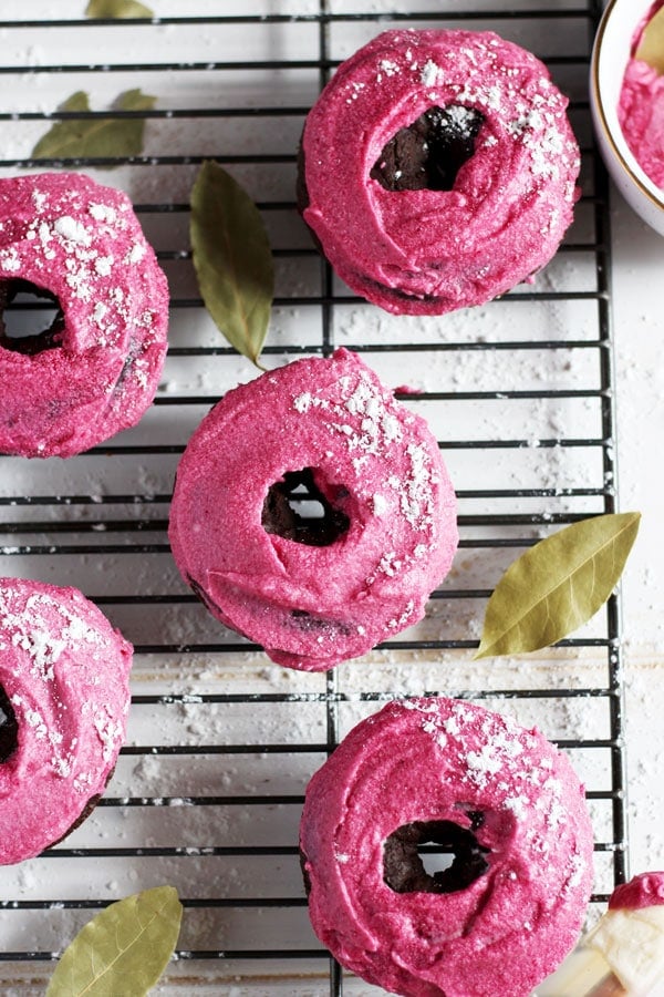 Vegan Chocolate Donut + Pink Beet Coconut Butter Cream Frosting 