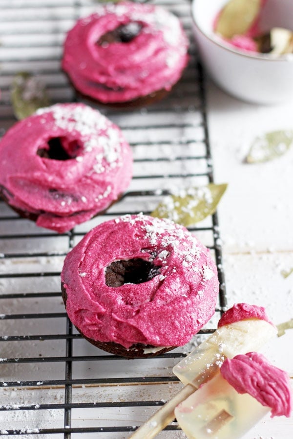 Vegan Chocolate Donut + Pink Beet Coconut Butter Cream Frosting