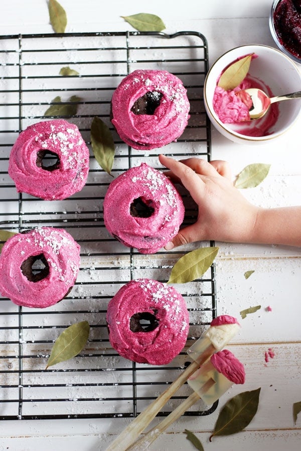 Vegan Chocolate Donut + Pink Beet Coconut Butter Cream Frosting