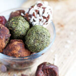 Easy Chocolate and Coconut Butter Energy Balls - thewoodenskillet.com