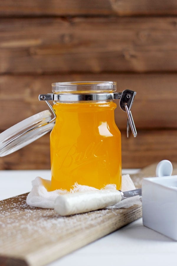 A jar of homemade ghee.