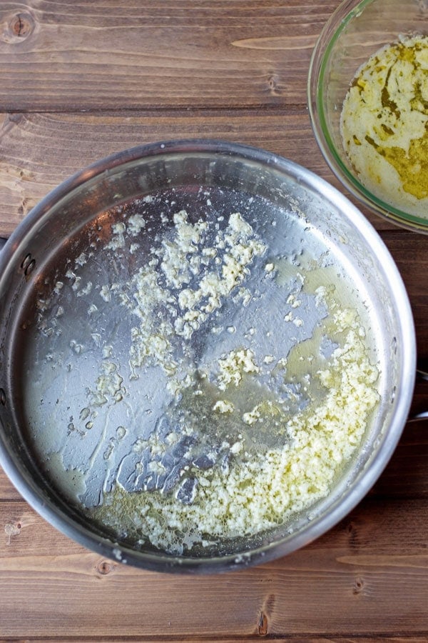 Leftover butterfat sitting in the bottom of skillet.