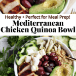 Pinterest image for chicken quinoa bowl.