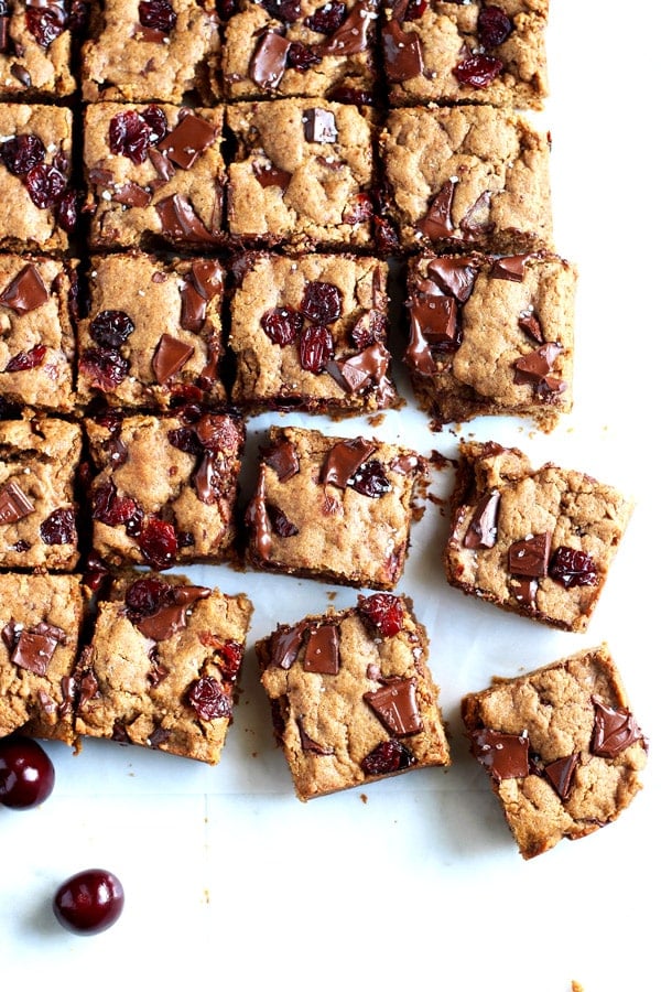 Brown Butter Cherry Chocolate Chunk Cookie Bars 