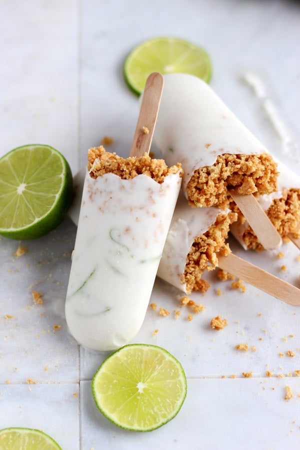 Coconut Key Lime Pie Popsicles + Graham Cracker Crust 