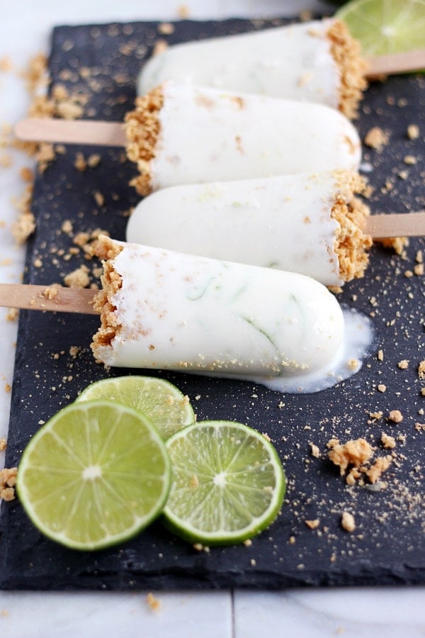 Coconut Key Lime Pie Popsicles + Graham Cracker Crust 