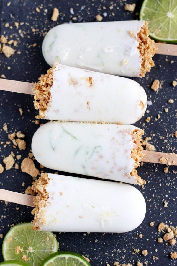 Coconut Key Lime Pie Popsicles + Graham Cracker Crust 