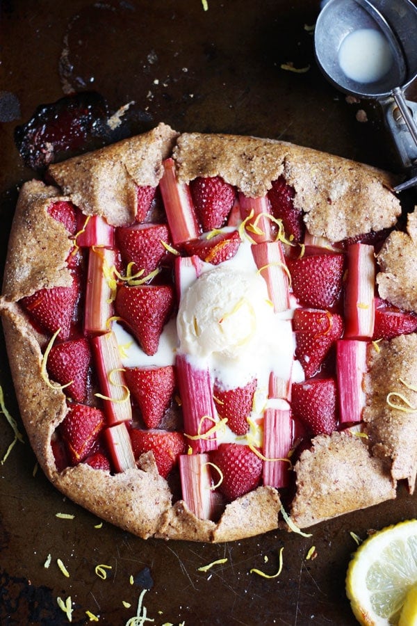 Strawberry Rhubarb Galette + Vanilla Bean Ice Cream 