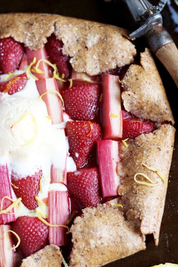 Strawberry Rhubarb Galette + Vanilla Bean Ice Cream