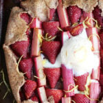 Strawberry Rhubarb Galette + Vanilla Bean Ice Cream - thewoodenskillet.com