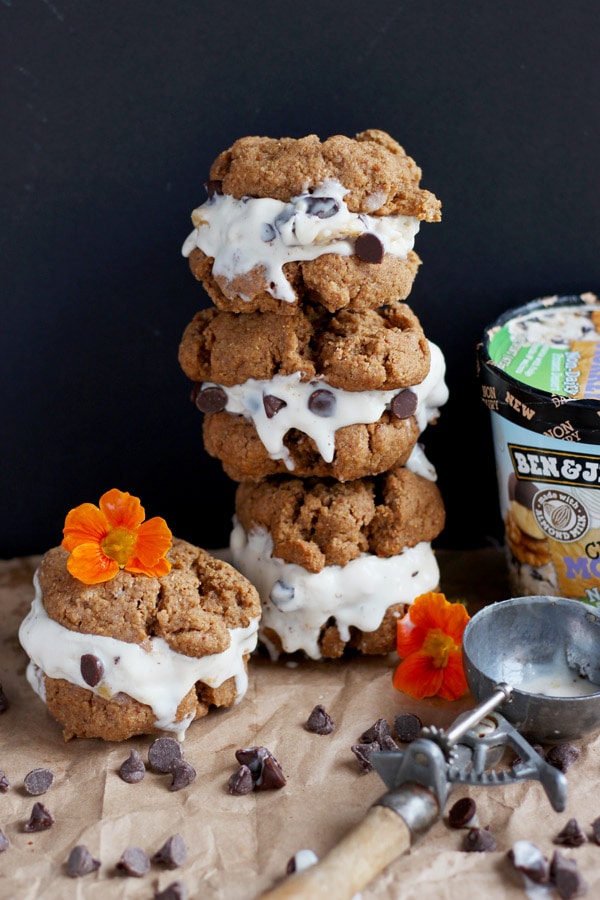 Dairy Free Almond Butter Cookie Ice Cream Sandwiches 