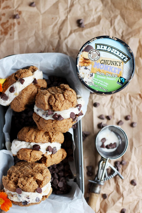 Dairy Free Almond Butter Cookie Ice Cream Sandwiches