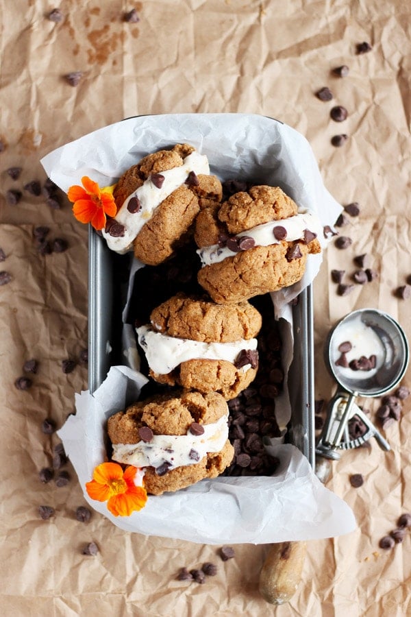 Dairy Free Almond Butter Cookie Ice Cream Sandwiches