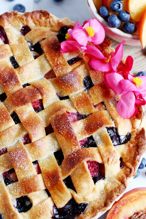 Peach, Raspberry and Blueberry Summer Pie