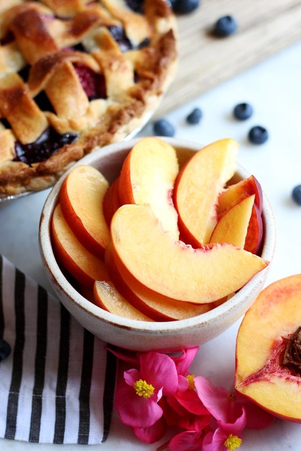 Peach, Raspberry and Blueberry Summer Pie