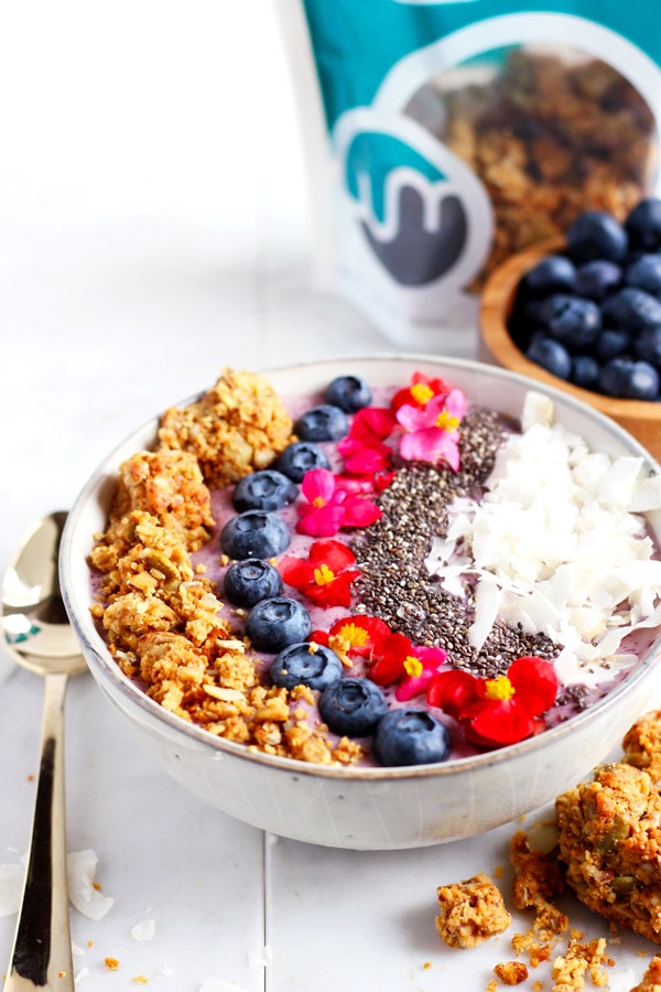 Coconut Blueberry Smoothie Bowl + Chia Seeds