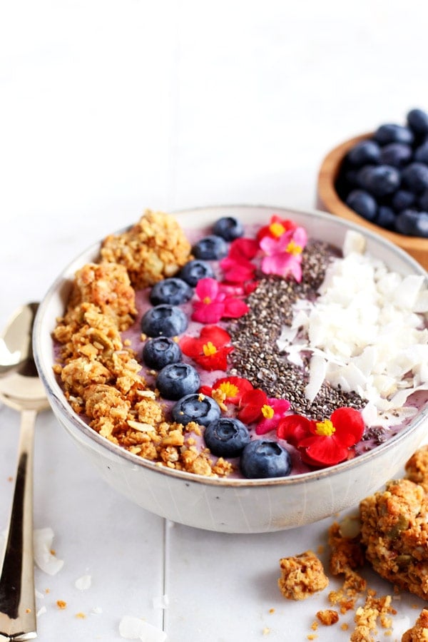 Coconut Blueberry Smoothie Bowl + Chia Seeds