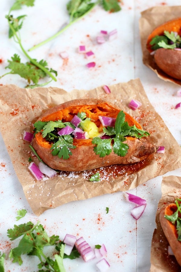 Ghee and Cilantro Stuffed Sweet Potato