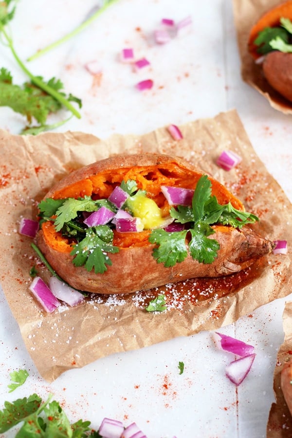 Ghee and Cilantro Stuffed Sweet Potato