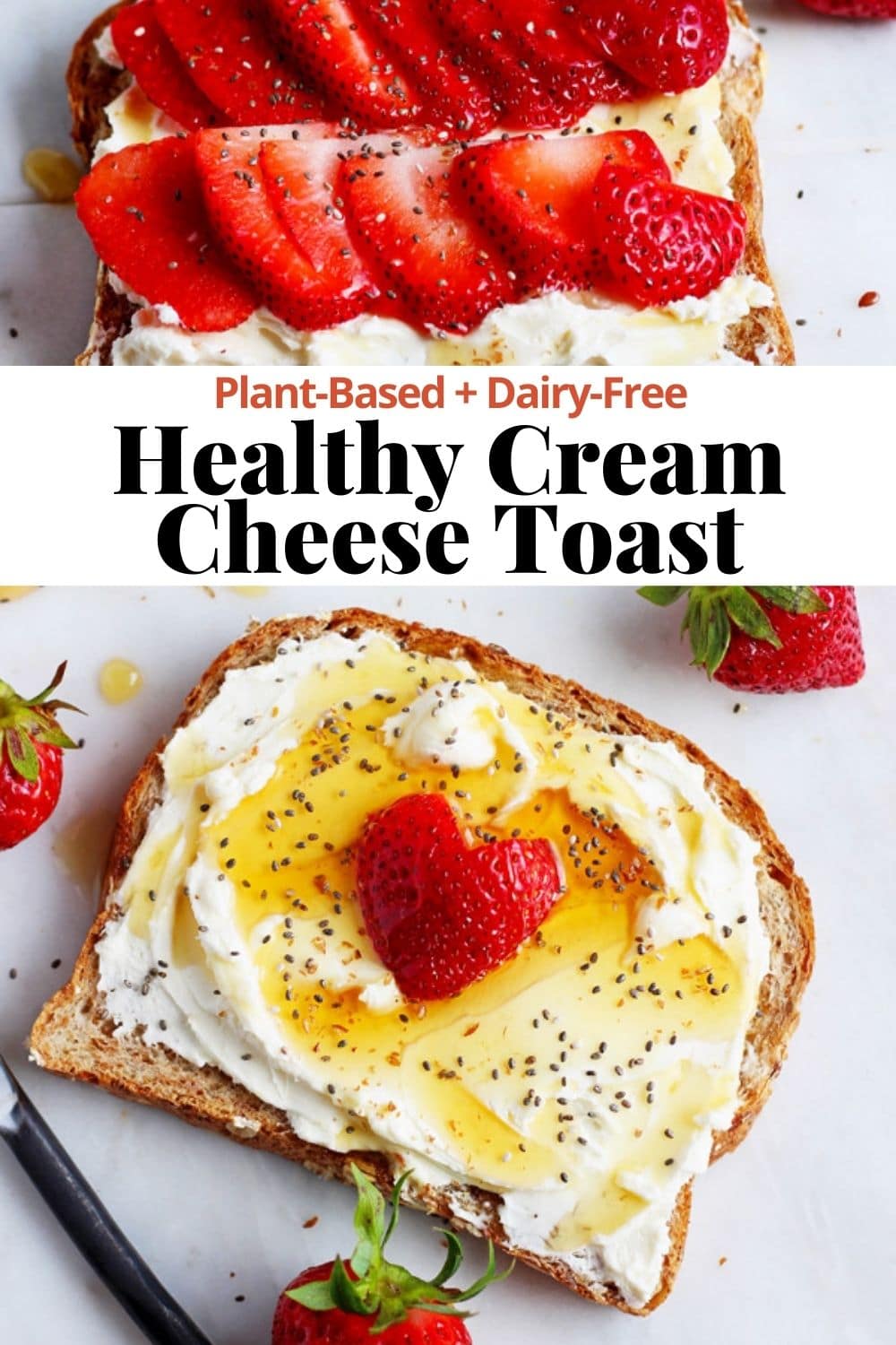 Pinterest image for cream cheese toast.