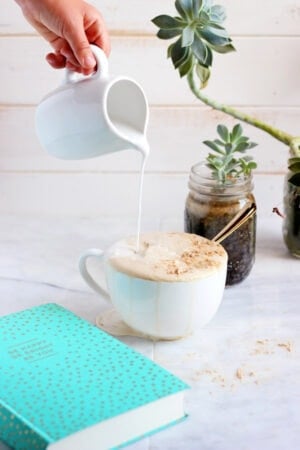 Coconut Cream Cold Brew Latte + Cinnamon and Vanilla is the perfect way to start the day! Vegan and Whole30 compliant! thewoodenskillet.com