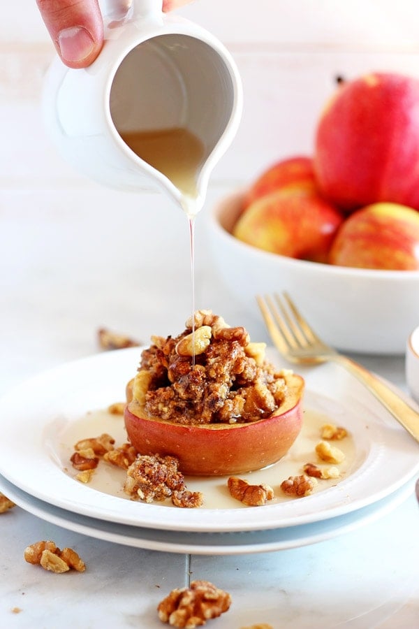 Vegan Twice Baked Maple Pecan Apples